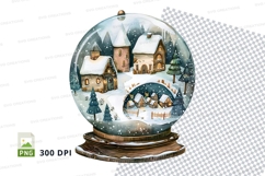 Christmas snow globe family scene clipart transparent PNG Product Image 1