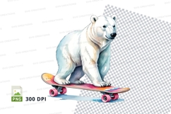 Polar bear skateboarding on colorful board clipart illustrat Product Image 1