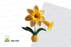 Yellow crochet daisy flower clipart PNG high detail Product Image 1