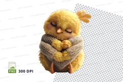 Yellow chick plush toy sleeping with scarf clipart png Product Image 1