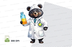 Cute teddy bear doctor holding medicine bottle clipart png Product Image 1