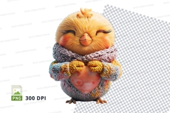 Cute winter chick clipart knitted scarf cozy yellow Product Image 1
