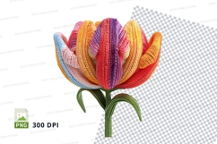 Colorful paper tulip flower clipart transparent PNG high det Product Image 1