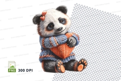 Cute panda plush toy knitted sweater clipart PNG Product Image 1