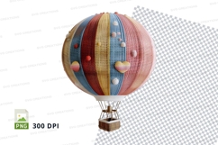 Colorful hot air balloon clipart PNG 300 DPI isolated Product Image 1