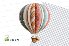 Colorful hot air balloon clipart flying sky transparent PNG Product Image 1