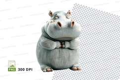 Cute cartoon hippo holding money in 3D clipart PNG Product Image 1