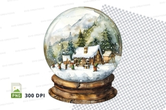 Snow globe winter cabin scene clipart transparent PNG Product Image 1