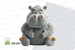Cute gray hippo clipart knitted sweater 300 DPI PNG Product Image 1