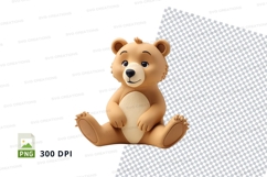 Cute brown teddy bear clipart sitting on white background Product Image 1