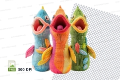 Colorful handmade knitted animal booties clipart set Product Image 1