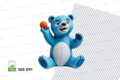 Blue cartoon teddy bear holding heart clipart PNG transparen Product Image 1