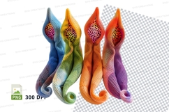 Colorful crochet dragon clipart set 300 DPI PNG Product Image 1