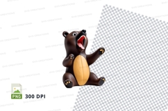 Cute brown teddy bear clipart jumping happy transparent PNG Product Image 1