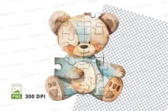 Cute teddy bear clipart sitting isolated on white background Product Image 1
