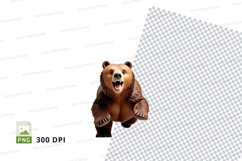 Cute brown bear cartoon clipart jumping happy transparent PN Product Image 1