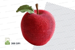 Red knitted apple clipart PNG high resolution 300 DPI Product Image 1