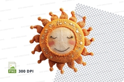 Cute knitted sun clipart smiling happy bright summer decor Product Image 1