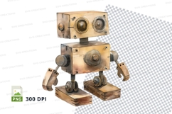 Retro robot clipart png isolated on transparent background 3 Product Image 1