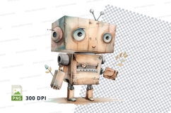 Cute cardboard robot clipart PNG isolated on white backgroun Product Image 1