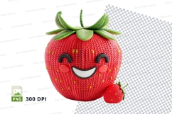 Cute red strawberry clipart smiling happy fruit character PN Product Image 1