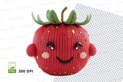 Cute knitted tomato clipart PNG happy vegetable character Product Image 1