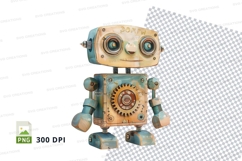 Cute vintage robot clipart PNG isolated on transparent backg Product Image 1