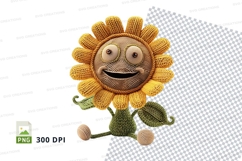 Cute sunflower clipart smiling face vector illustration png Product Image 1