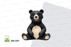 Cute black bear clipart sitting cartoon vector illustration Product Image 1