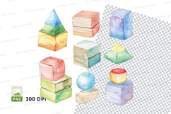 Colorful 3D geometric shapes clipart transparent PNG Product Image 1