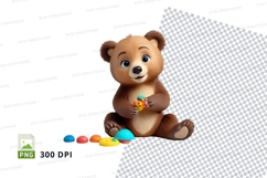 Cute teddy bear sitting with colorful playdough toys clipart Product Image 1