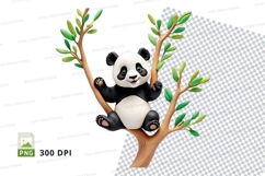 Cute panda climbing tree clipart transparent PNG high qualit Product Image 1