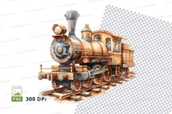 Vintage steam locomotive train clipart PNG illustration Product Image 1