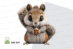 Cute chipmunk knitted clipart png high resolution Product Image 1