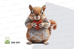 Cute squirrel holding heart clipart transparent PNG Product Image 1