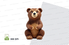 Cute brown teddy bear clipart sitting isolated transparent P Product Image 1