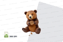 Cute brown teddy bear holding heart clipart PNG transparent Product Image 1