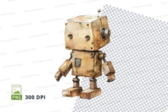 Cute cardboard robot clipart png 300dpi isolated Product Image 1