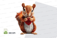 Cute red squirrel holding acorn clipart PNG transparent Product Image 1