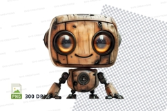 Wooden robot clipart cute isolated transparent PNG 300 DPI Product Image 1