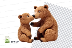 Cute brown bear family clipart hugging transparent PNG Product Image 1