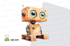 Retro robot clipart isolated on transparent background PNG Product Image 1