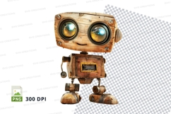 Vintage robot clipart isolated on transparent background PNG Product Image 1