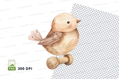 Cute wooden bird clipart flying isolated on white background Product Image 1