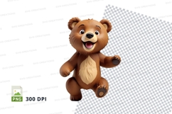 Cute brown teddy bear clipart PNG isolated happy toy Product Image 1
