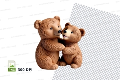 Brown teddy bears hugging clipart transparent background PNG Product Image 1