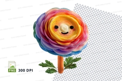 Colorful smiling flower clipart PNG high resolution Product Image 1