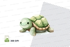 Cute green turtle clipart walking on white background Product Image 1