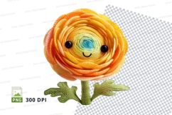 Smiling orange yarn flower clipart isolated on white backgro Product Image 1
