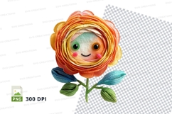Handcrafted smiling rose clipart PNG illustration 300 DPI Product Image 1